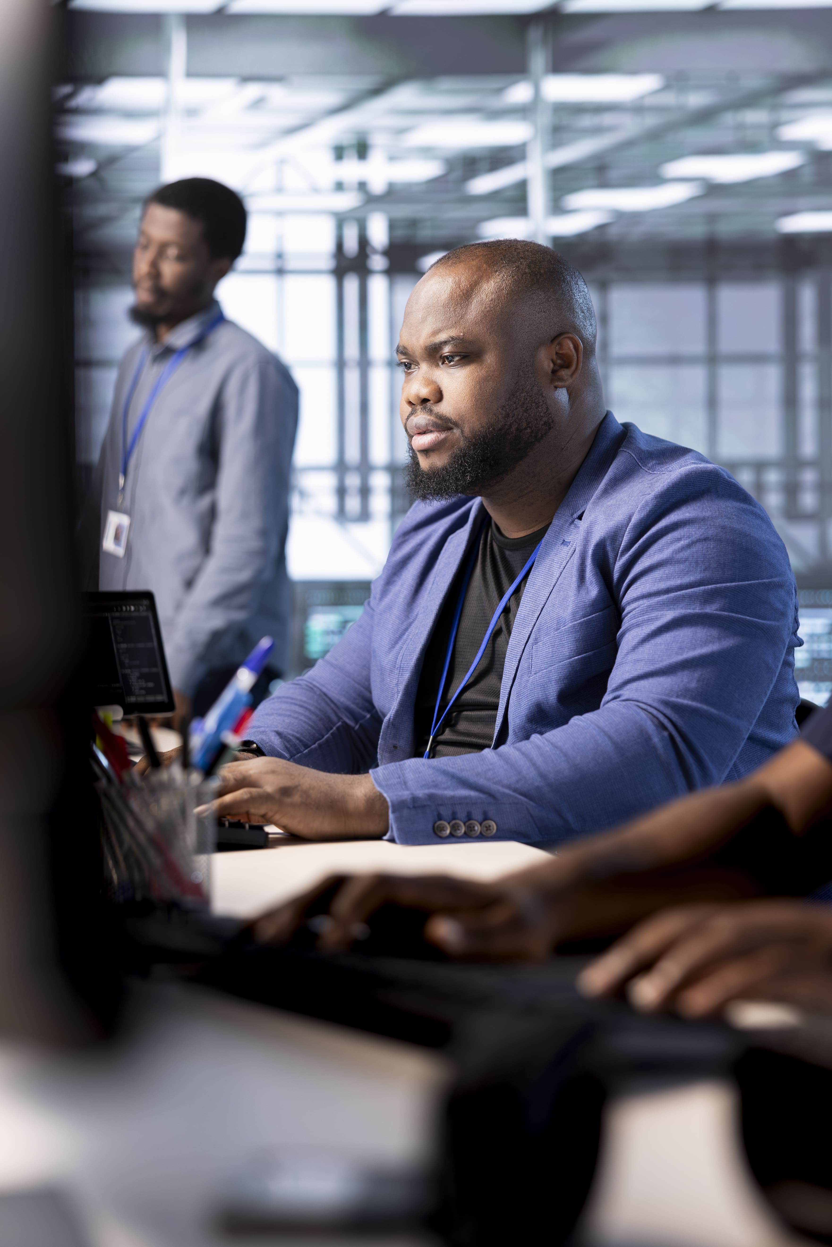 Professional using an easy online insurance platform